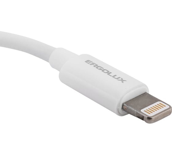 Звуковой адаптер с чипом Ergolux ELX-SA01-C01, 3.5мм-Lightning, 12см, Белый, Блистер 15288