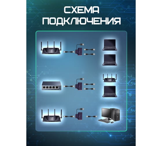 Разветвитель OXION RJ45-2RJ45 экранированный с питанием, OX-ADPF020PB