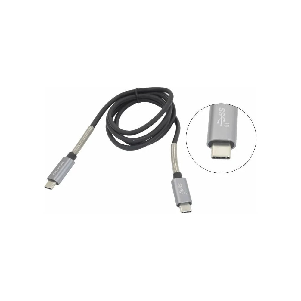 Кабель QUMO Type С - Type C, 1м, 5-20В, 5А, 100 Вт, оплетка PVC ...