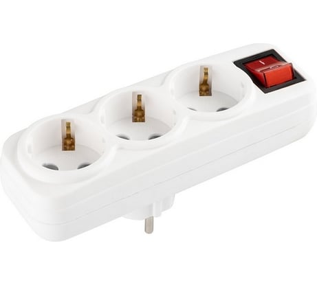 Разветвитель-тройник сетевой с выключателем ВЕЛЛКОНТ ТС-3 Викей линейный 3 гн с/з 16А ТЛ-3з-в белый 104951