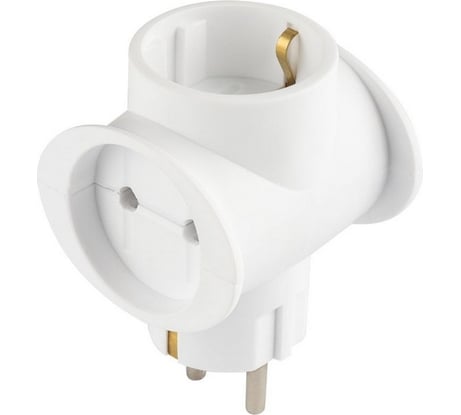 Разветвитель-тройник сетевой ВЕЛЛКОНТ ТС-3 Викей 1 гн с/з 2 гн б/з 16А ТС-3У-1з белый 104955