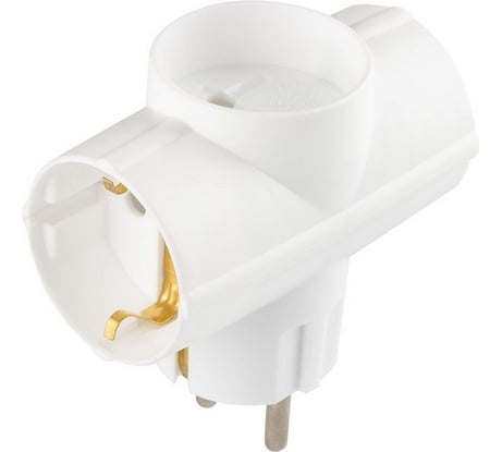 Тройник электрический ВЕЛЛКОНТ ТС-3 Е Викей 2 гн с/з 1 гн б/з 16А ТС-3-2з белый 104956 48965