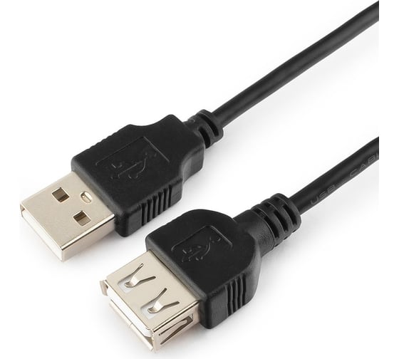 Кабель-удлинитель USB2.0 AM/AF, медь, Pro, 1.8м, черный, пакет, Cablexpert CC-USB2-AMAF-6B-N