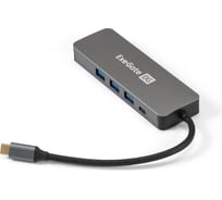 Док-станция ExeGate 5-в-1 DUB-31C PD H кабель-адаптер USB Type-C -- 3xUSB3.0 + PD 60W + HDMI 4K@30Hz, Plug&Play, корпус алюминиевый, цвет серый 293984