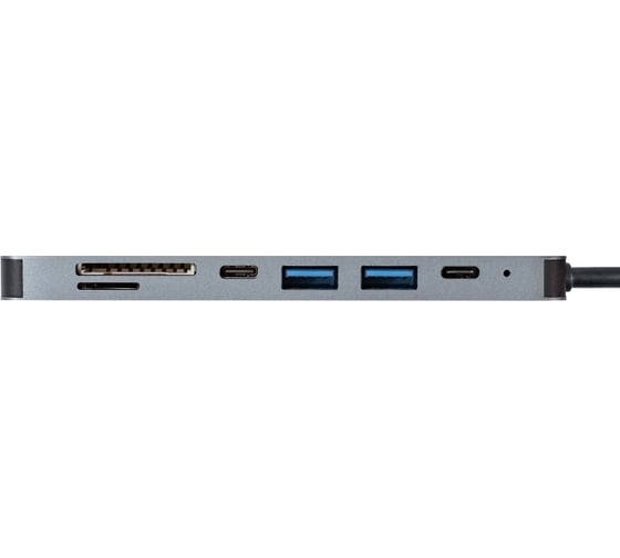 Док-станция ExeGate 7-в-1 DUB-21C PD CR H кабель-адаптер USB Type-C -- 2xUSB3.0 + Card Reader + Type-C DATA 480MB s + PD 100W + HDMI 4K@60Hz, Plug&Play, корпус а 293983