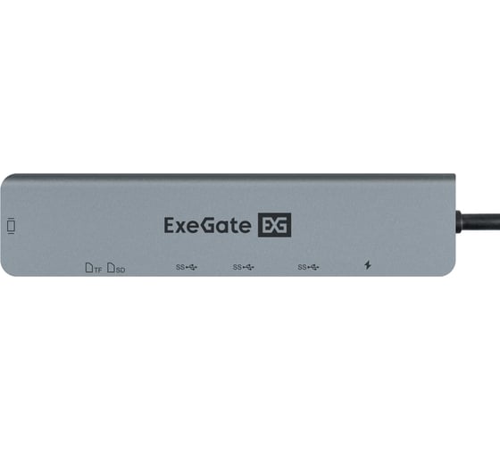 Док-станция ExeGate 7-в-1 DUB-21C PD CR H кабель-адаптер USB Type-C -- 2xUSB3.0 + Card Reader + Type-C DATA 480MB s + PD 100W + HDMI 4K@60Hz, Plug&Play, корпус а 293983