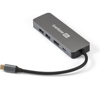 Док-станция ExeGate 5-в-1 DUB-21C PD HL кабель-адаптер USB Type-C -- 2xUSB3.0 + PD 100W + HDMI 4K@60Hz + Lan RJ45 10 100 1000Mb, Plug&Play, корпус алюминиевый, ц 293982