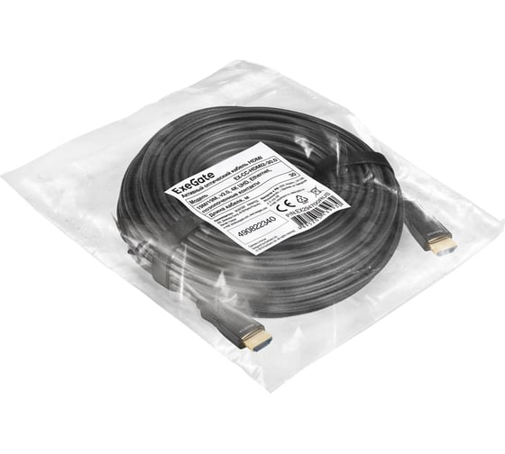 Активный оптический кабель ExeGate HDMI EX-CC-HDMI2-30.0 19M 19M, v2.0, 30м, 4K UHD, Ethernet, позолоченные контакты 294700