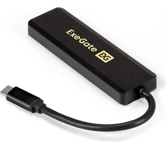 USB-Хаб концентратор ExeGate 4-в-1 DUB-4CP 1 кабель-адаптер USB Type C-4xUSB3.0, Plug&Play, черный 293986