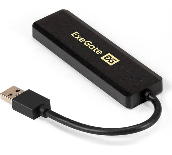 USB-Хаб концентратор ExeGate 4-в-1 DUB-4P 1 кабель-адаптер USB3.0-4xUSB3.0, Plug&Play, черный 293980