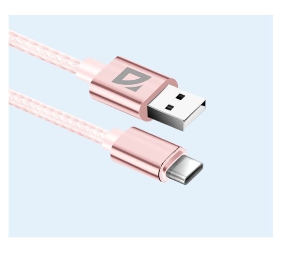 USB кабель DEFENDER F85 TypeC, pink, 1м ,1.5А, нейлон, пакет 87100PIN