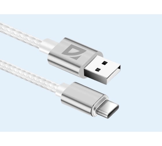 USB кабель DEFENDER F85 TypeC, white, 1м, 1.5А, нейлон, пакет 87100WHI 1