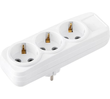 Разветвитель-тройник с заземлением ВЕЛЛКОНТ ТСЛ-3з. без выключателя белый 108271