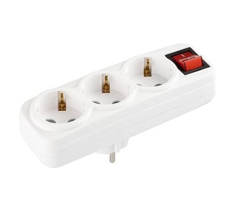 Разветвитель-тройник с заземемлением ВЕЛЛКОНТ ТСЛ-3з. с выключателем белый 108263 48969