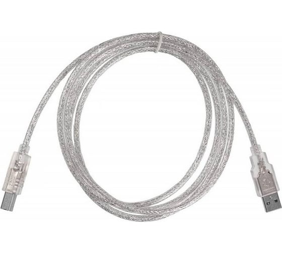 Кабель BURO USB A(m) USB B(m) 1.8м (USB2.0-AM/BM-Trans) прозрачный 817263