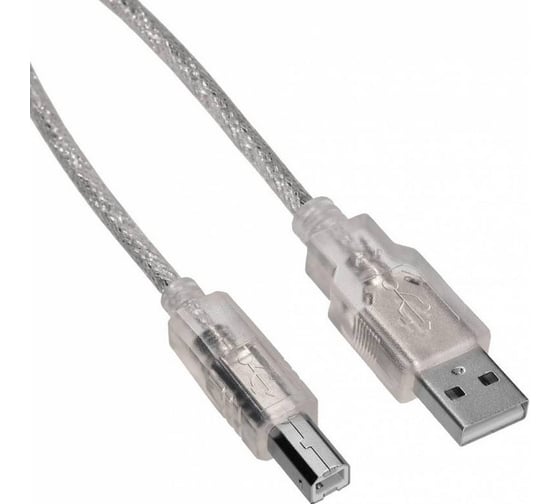 Кабель BURO USB A(m) USB B(m) 1.8м (USB2.0-AM/BM-Trans) прозрачный 817263