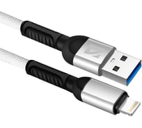 USB-кабель DEFENDER F167 Lightning, white, 1м, 2.4А,ткань,пакет 87104WHI