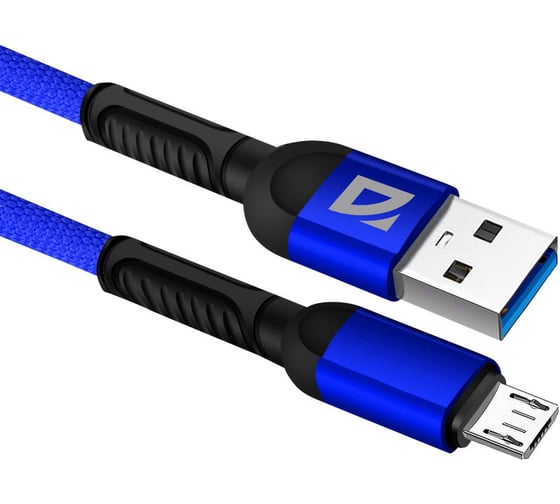 USB-кабель DEFENDER F167 Micro, blue, 1м, 2.4А, ткань, пакет 87105BLU