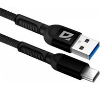 USB-кабель DEFENDER F167 TypeC, black, 1м, 2.4А, ткань, пакет 87103BLA