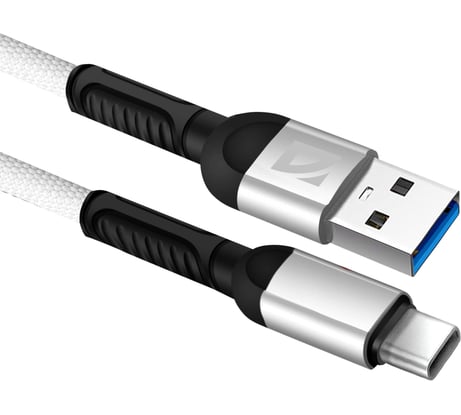 USB-кабель DEFENDER F167 TypeC, white, 1м, 2.4А, ткань, пакет 87103WHI