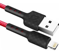 USB-кабель DEFENDER F181 Lightning, red, 1м, 2.4А, нейлон, пакет 87114RED