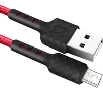 USB-кабель DEFENDER F181 Micro, red, 1м, 2.4А, нейлон, пакет 87115RED