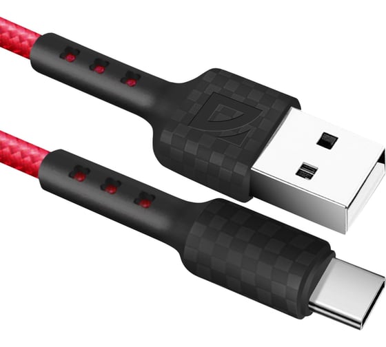 USB-кабель DEFENDER F181 TypeC, red, 1м,2.4А, нейлон, пакет 87113RED 1