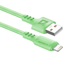 USB-кабель DEFENDER F207 Lightning, green, 1м, 2.4А, силикон, пакет 87107GRN