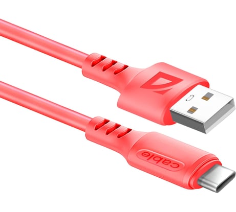 USB-кабель DEFENDER F207 TypeC, red, 1м,2.4А, силикон, пакет 87106RED