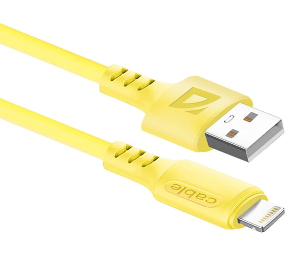 USB-кабель DEFENDER F207 Lightning, yellow, 1м, 2.4А, силикон, пакет 87107YEL 1
