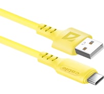 USB-кабель DEFENDER F207 TypeC, yellow, 1м,2.4А, силикон, пакет 87106YEL