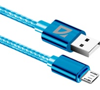 USB-кабель DEFENDER F85 Micro, azure, 1м, 1.5А, нейлон, пакет 87102AZU