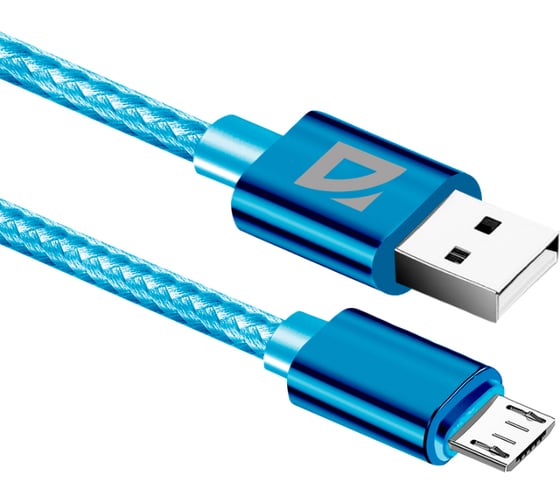 USB-кабель DEFENDER F85 Micro, azure, 1м, 1.5А, нейлон, пакет 87102AZU 1
