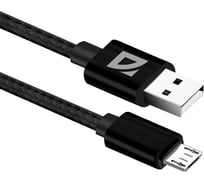 USB-кабель DEFENDER F85 Micro, black, 1м, 1.5А, нейлон, пакет 87102BLA