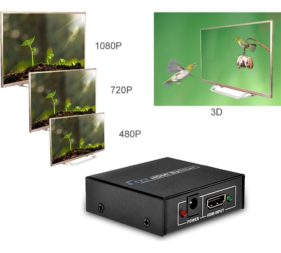 Сплиттер PALMEXX 1HDMI-2HDMI (1080P, 3D, HDMI 1.4) PX/HDMI-2
