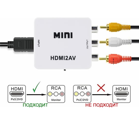 Конвертер PALMEXX HDMI - AV (RCA), белый PX/HDMI-AV