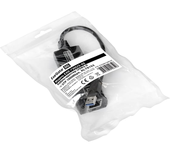 Кабель-адаптер ExeGate EXE-730U3-45 USB3.0 -- 1xRJ45 UTP 1000Mbps, Realtek Chipset RLT8153 288739