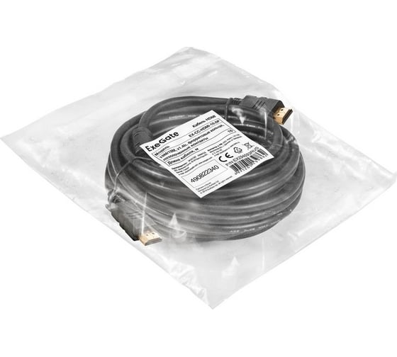 Кабель ExeGate HDMI EX-CC-HDMI-10.0F 19M 19M, 10м, v1.4b, ферритовые кольца, позолоченные контакты 294693