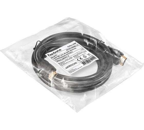 Кабель ExeGate HDMI EX-CC-HDMI2-1.5 19M 19M, v2.0, 1,5м, 4K UHD, Ethernet, позолоченные контакты 294697