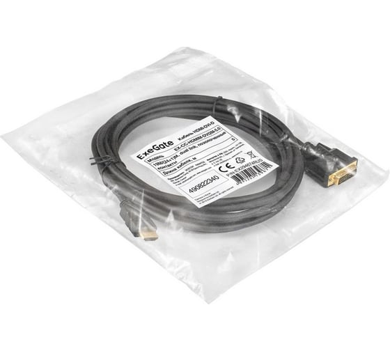 Кабель ExeGate HDMI-DVI-D EX-CC-HDMIM-DVI2M-5.0 19M 24+1M, dual link, 5м, позолоченные контакты 294674