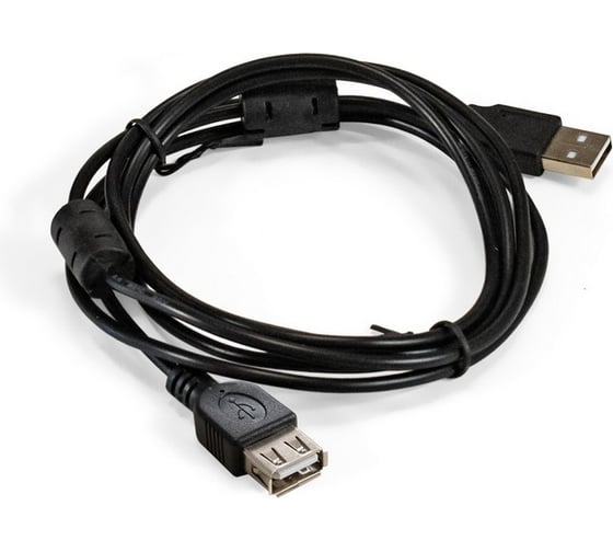 Удлинитель ExeGate USB 2.0 EX-CCF-USB2-AMAF-1.8F Am Af, позолоченные контакты, ферритовые кольца, 1,8м 294761 1