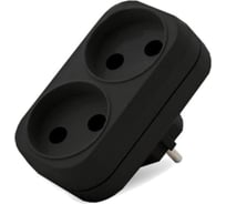 UNIVersal Разветвитель 2гнезда, без заземления плоский черный 10А 250В (еврослот) 1932