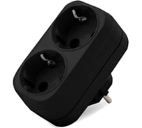 UNIVersal Разветвитель 2гнезда, с заземлением, плоский черный 16А 250В (еврослот) 1933