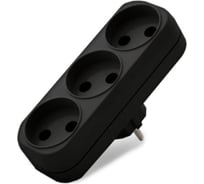 UNIVersal Разветвитель 3гнезда, без заземления плоский черный 10А 250В (еврослот) 1934