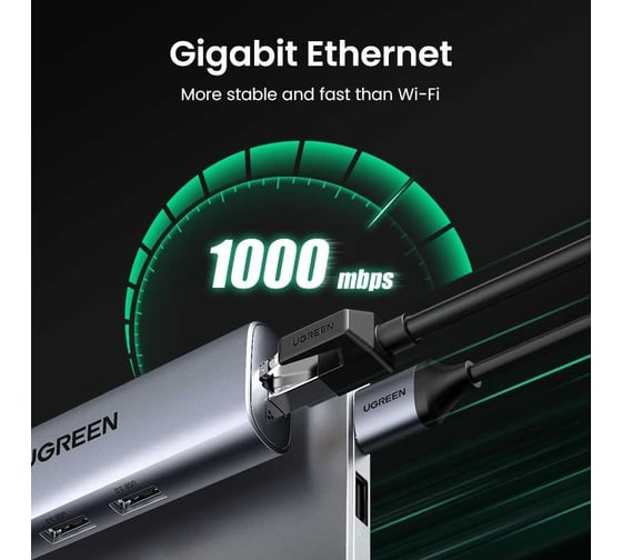 Адаптер мультифункциональный Ugreen CM266 USB3.0 Multifunction Adapter цвет: серый 60812