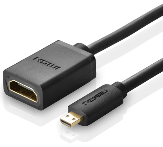Кабель-адаптер Ugreen 20134 Micro HDMI Male to HDMI Female Adapter Cable длина 22 см цвет: черный 20134_