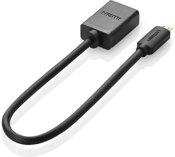Кабель-адаптер Ugreen 20134 Micro HDMI Male to HDMI Female Adapter Cable длина 22 см цвет: черный 20134_