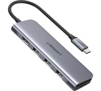 USB-Хаб Ugreen CM195 USB-C to 3 Ports USB3.0-A Hub + HDMI + TF/SD. Цвет: серый космос 70410