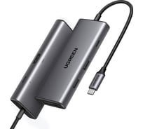 Адаптер Ugreen CM498 (15531) Revodok Pro 7-in-1 4K@30Hz HDMI&2*USB- A 3.2&USB-C 3.2&SD/TF&PD Adapter. Цвет: серый 15531_