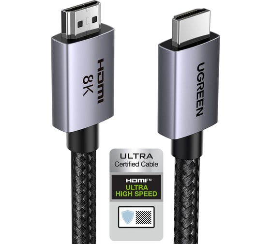 Кабель Ugreen HD171 () HDMI 2.1 Male To Male 8K Cable длина: 1м. цвет: серый 25908